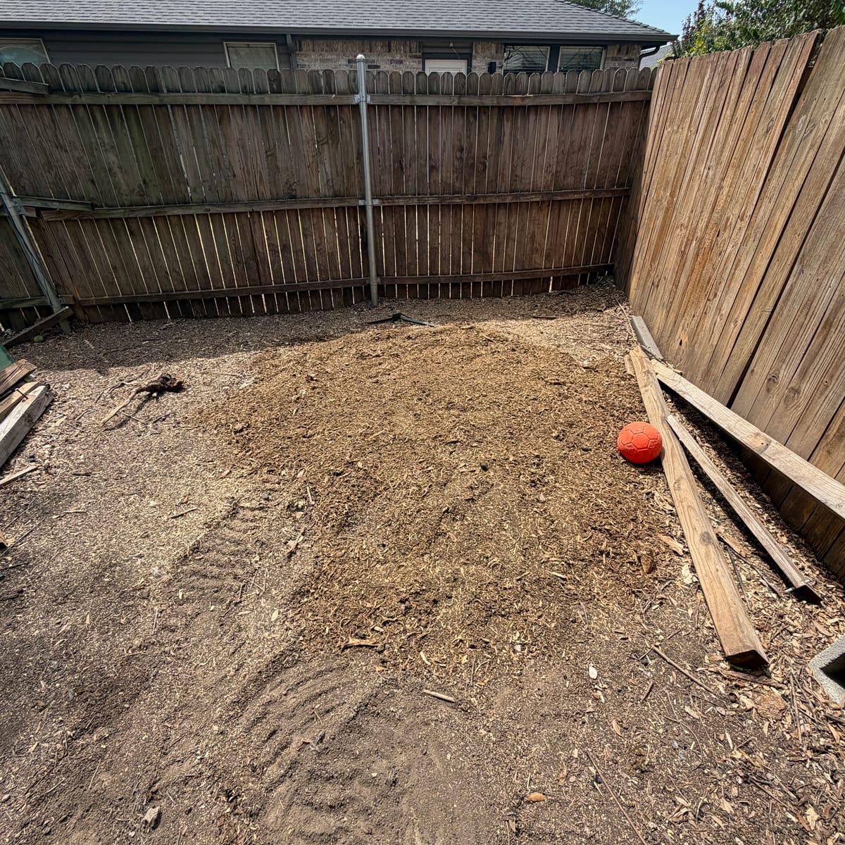 After: stump removal in Justin, TX — ground level, ready for grass